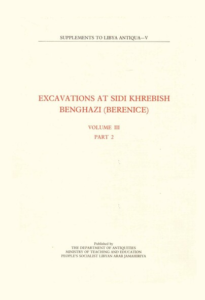 Excavations at Sidi Khrebish Benghazi (Bengazi) Volume III, Part 2 Cover